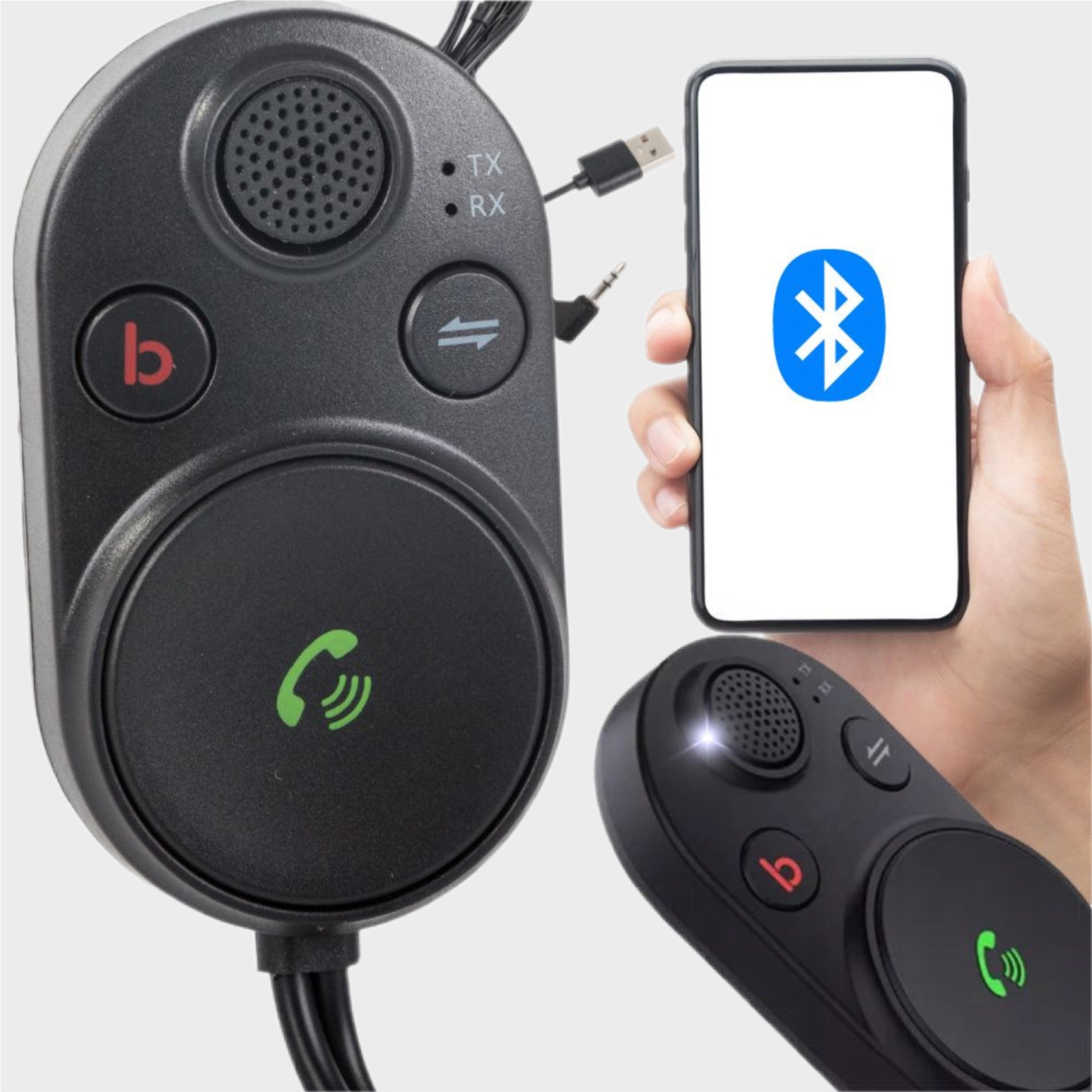 Transmissor Bluetooth 5.3 para Carro com Bass Boost PRO | USB/AUX | Mãos-Livres