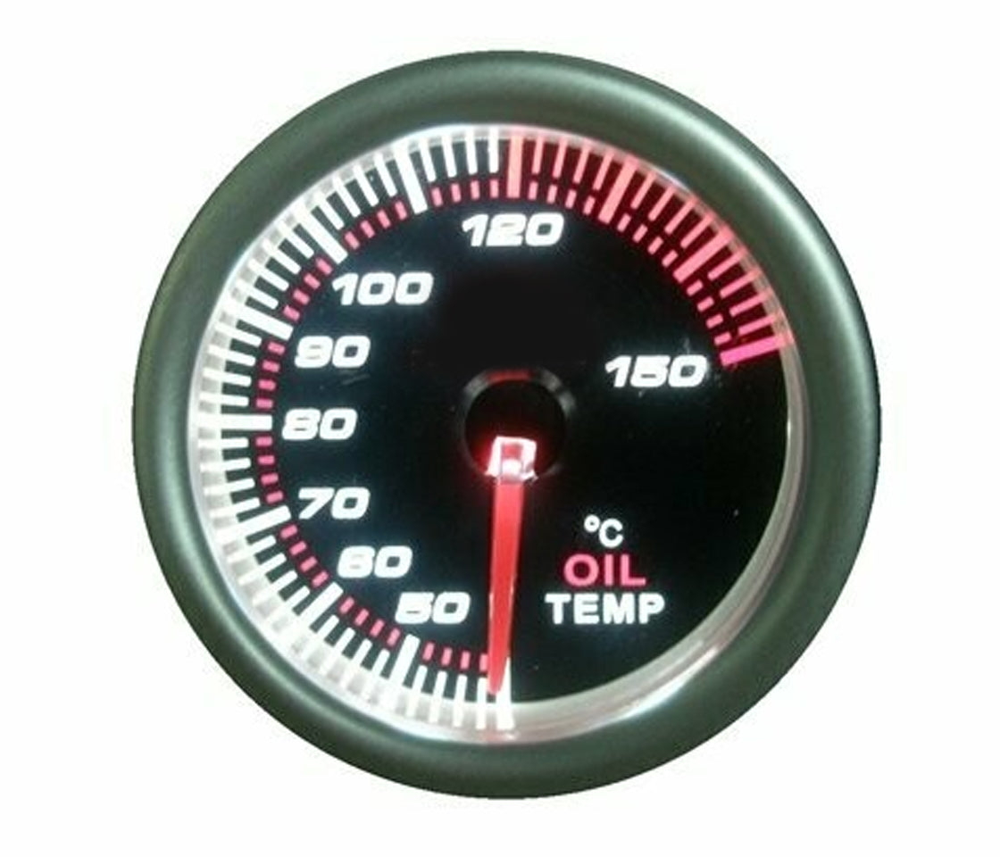 Manómetro de Temperatura de Óleo 52mm Preto com Iluminação LED