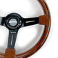 Volante Classic em Madeira Braços Pretos OCC Motorsport – 350mm | 6 Parafusos | Madeira de Mogno | Universal