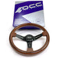 Volante Classic em Madeira Braços Pretos OCC Motorsport – 350mm | 6 Parafusos | Madeira de Mogno | Universal